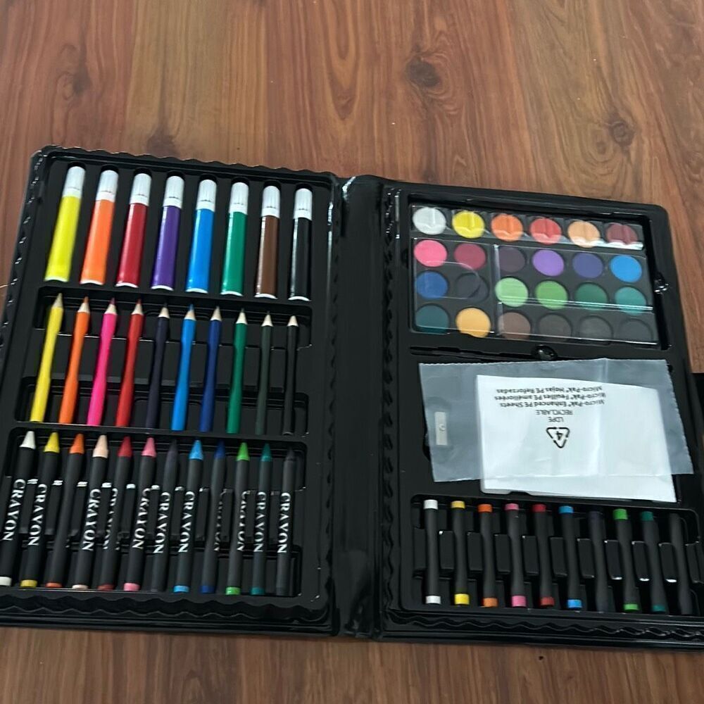 New Creatology 100 pc beginner art set watercolors oils pencils crayons